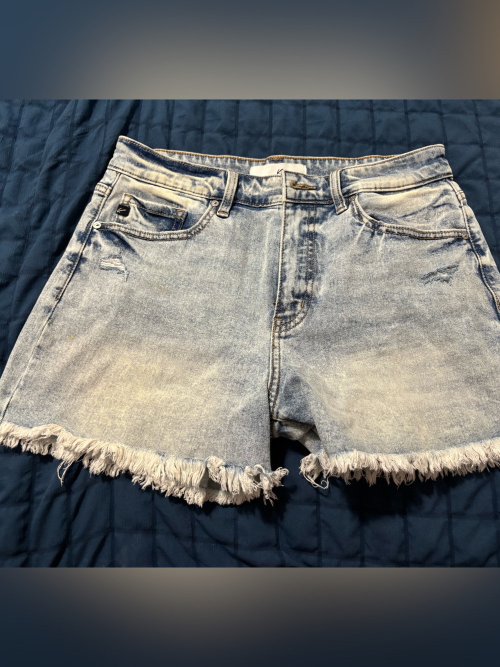 KanCan Light Wash Frayed Hem Jean Shorts
